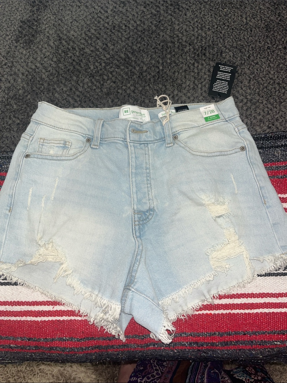 Light Wash High-Rise Distressed Denim Shorts